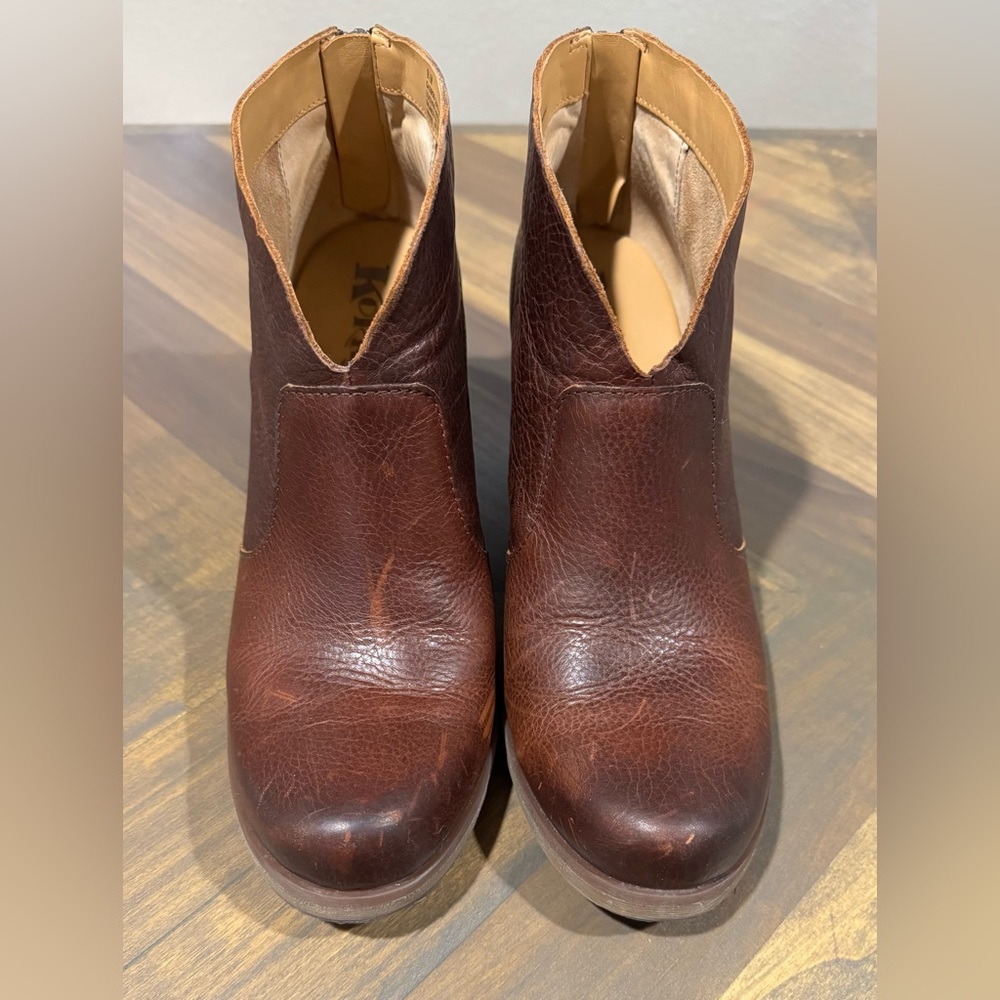 Korks Leather Rich Brown Heeled Ankle Boot | Women’s 9.5 - Picture 2 of 10